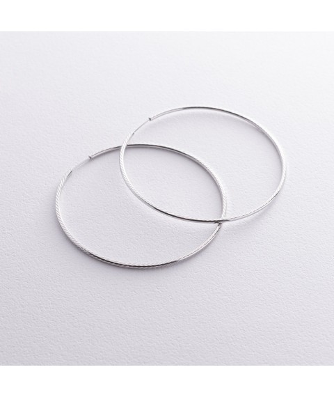 Сережки - кільця в білому золоті (5.4 см) с08599 Онікс
