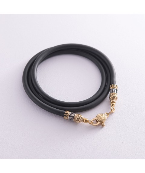 Rubber cord with silver gold-plated lock (4mm) 18330 Onix 70