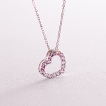 Gold necklace "Heart" with diamonds and sapphires flasks0093ca Onix 45