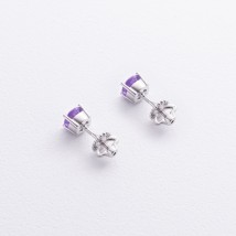 Серебряные серьги - пусеты с аметистом 2527/1р-AMET Онікс