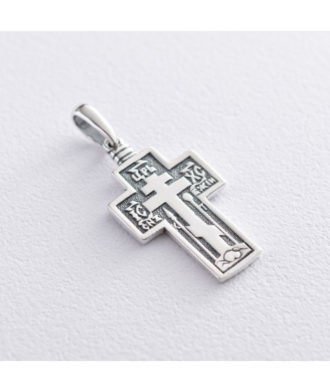 Серебряный православный крест с чернением 13365 Онікс