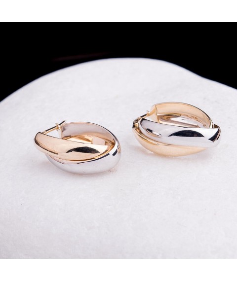 Gold earrings "Rings" s03821 Onyx