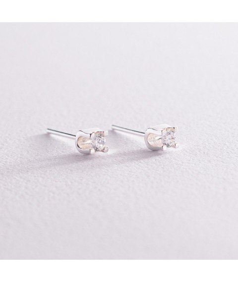 Earrings - studs made of silver (cubic zirconia) 121303 Onyx
