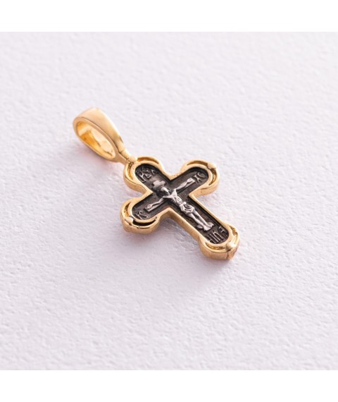 Серебряный крест "Распятие" с позолотой 132349 Онікс