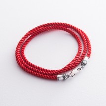 Шелковый красный шнурок с серебряной застежкой (3мм) 18426 Онікс  40
