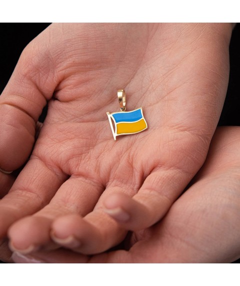 Підвіска "Прапор України" у жовтому золоті п03780 Онікс