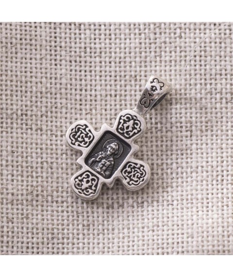 Православный серебряный крест с чернением 132480 Онікс