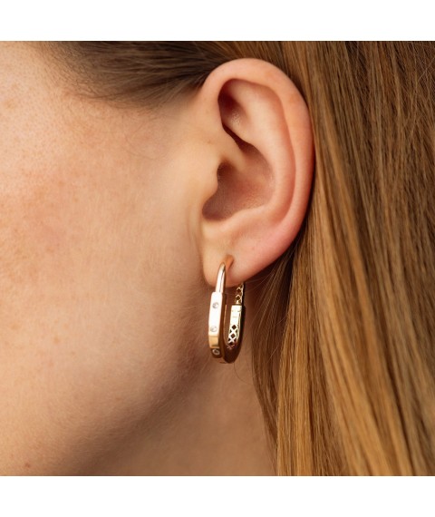 Earrings "Camilla" in red gold (cubic zirconia) s08810 Onyx