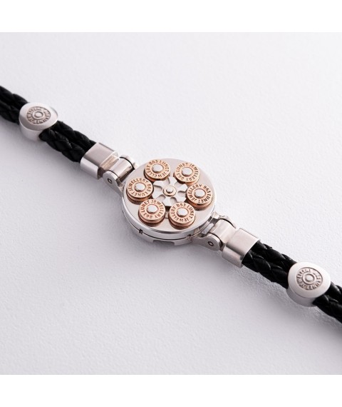 Men's leather bracelet "Revolver" (white, red gold) 52242200 Onix 19