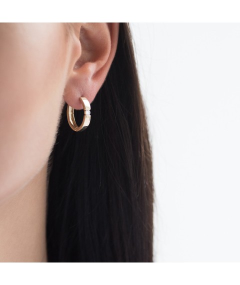 Gold hoop earrings with cubic zirconia s06456 Onyx