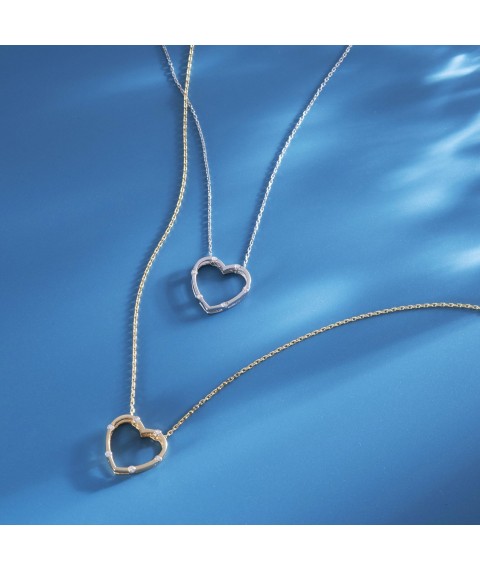 Gold necklace "Heart" (cubic zirconia) count01605 Onix 45