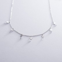 Silver necklace Stars with cubic zirconia 18776 Onix 45