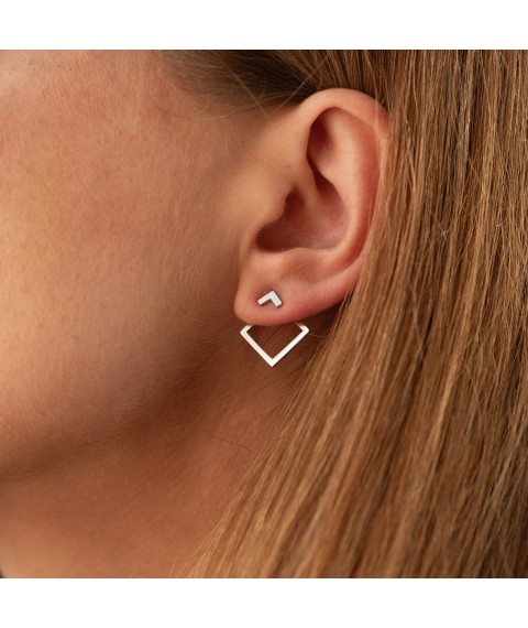 Silver earrings - "Rhombus" jackets 123122 Onyx