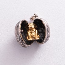 Handmade silver pendant "Monkey in a Nut" 133112 Onyx