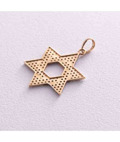 Gold pendant "Star of David" p02401 Onyx