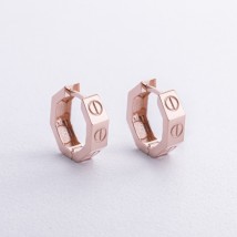 Earrings - rings "Love" in red gold s06801 Onyx