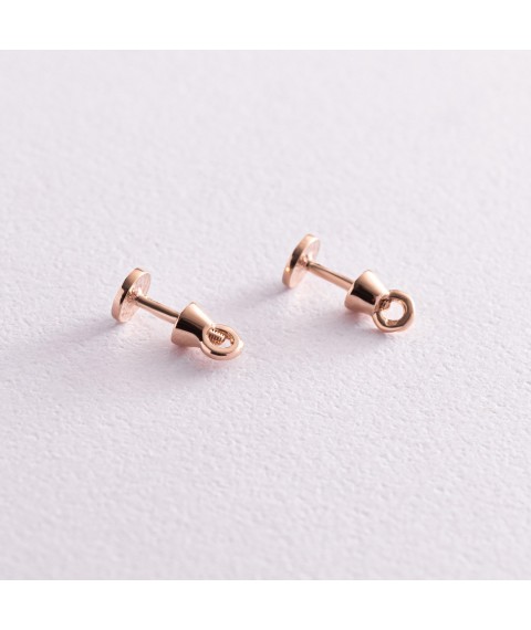 Gold earrings - studs "Hilary" (white enamel) 500043E Onyx
