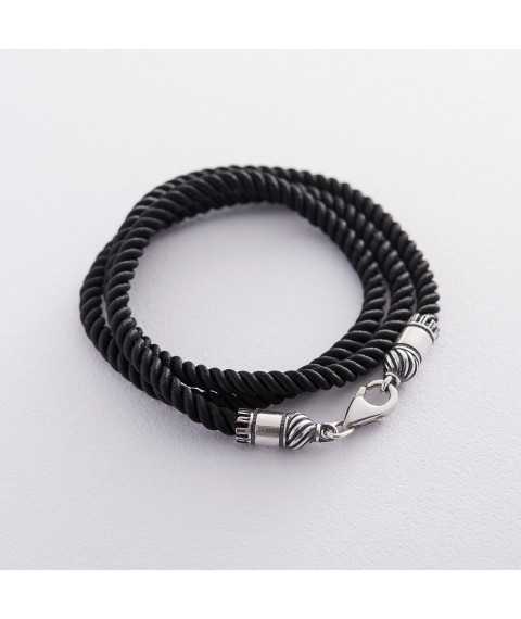 Silk cord with silver clasp (4mm) 18415 Onyx 65