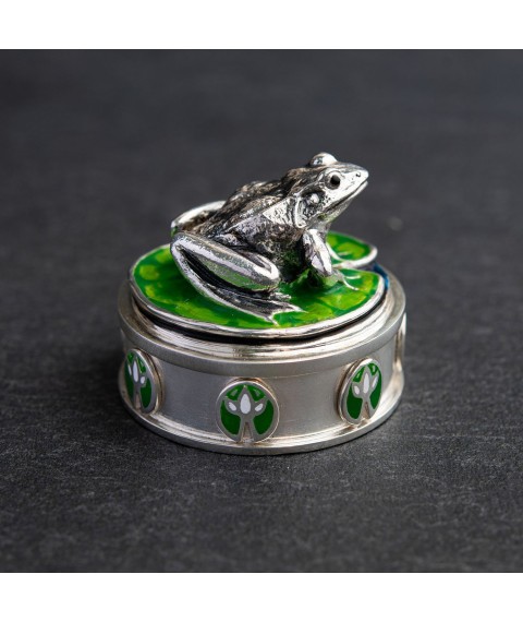 Handmade silver figure "Frog" 23118 Onyx