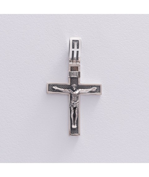 Silver cross "Crucifixion. Save and Preserve" (in Ukrainian)" 1174 Onyx