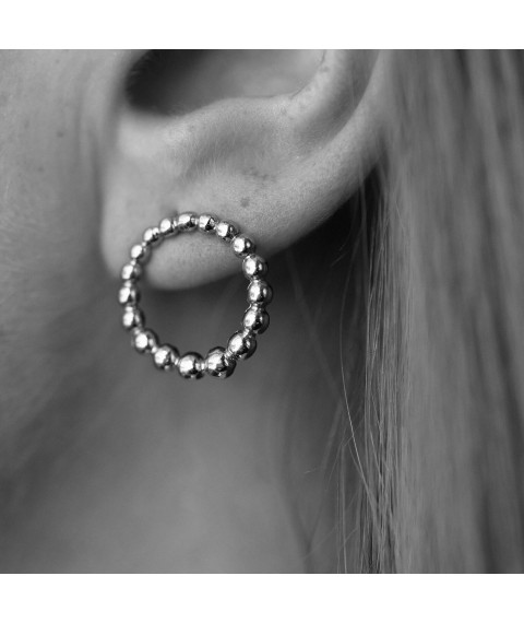 Silver earrings - studs "Lightness" 122746 Onyx