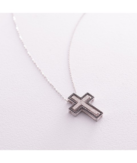Gold necklace "Cross" with diamonds 126851122 Onyx 45
