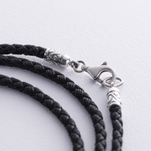 Silk cord with silver clasp 1030m Onix 55