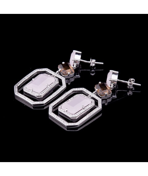 Silver earrings with cubic zirconia 121288 Onyx
