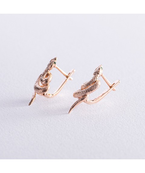 Gold earrings "Snakes" s07915 Onyx