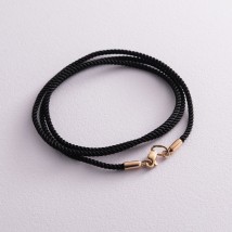 Шелковый шнурок с золотой застежкой (2 мм) кол02038 Онікс  40