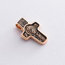 Золотой православный крест "Спас Нерукотворный" п02634 Онікс