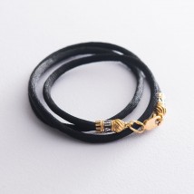 Silk cord "Save and Preserve" with silver gilded clasp (3mm) 18444 Onyx 40