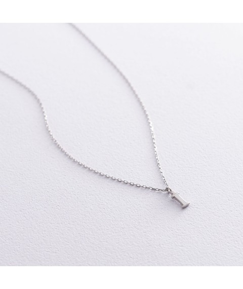 Silver necklace "I" 18621b Onix 45