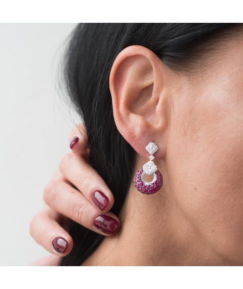 Gold stud earrings with diamonds and rubies sb0308lg Onyx