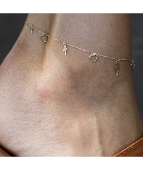 Bracelet "Hearts and crosses" on the leg (red gold) b05125 Onix 24
