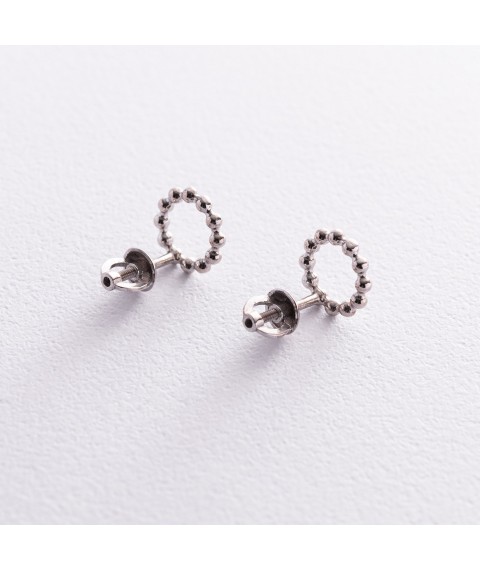 Silver earrings - studs "Harmony" 7033 Onyx