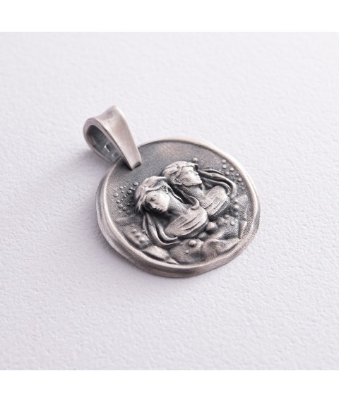 Silver pendant "Zodiac sign Gemini" 133221 twins Onyx
