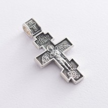 Silver Orthodox cross "Crucifixion. Archangel Michael" 132784 Onyx