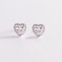 Gold earrings - studs "Hearts" with diamonds sb0381z Onyx