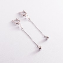 Срібні сережки "Сердечка" з ланцюжками 123207 Онікс