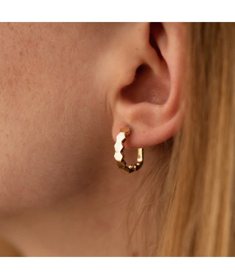Yellow gold earrings with English clasp s06386 Onyx