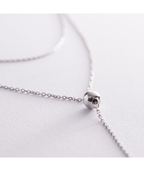 Silver necklace - tie with balls 908-01398 Onix 40