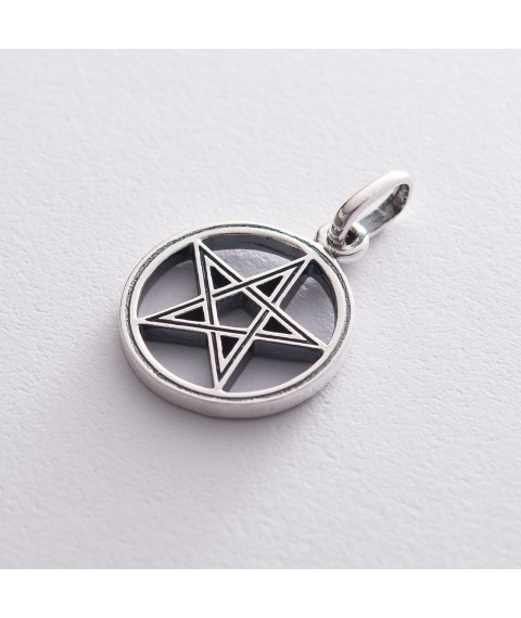 Silver pendant "Pentagram" 13979 Onyx