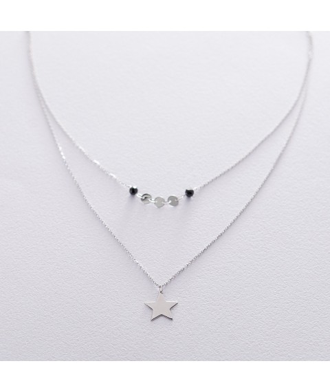 Double gold necklace "Star" with black cubic zirconia col01537 Onyx
