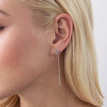 Silver earrings - broaches "Hearts" 123099 Onyx