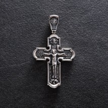 Православний хрест з чорнінням "Розп'яття Христове. Ікона Божої Матері" 133094 Онікс