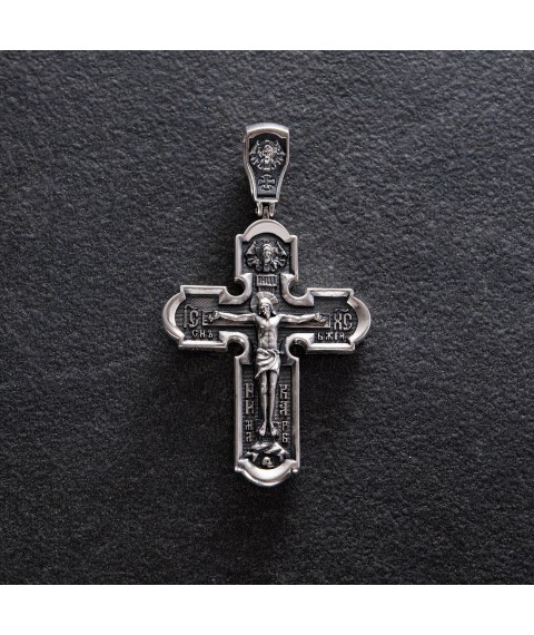 Православний хрест з чорнінням "Розп'яття Христове. Ікона Божої Матері" 133094 Онікс