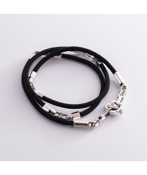 Silk cord with silver clasp Ш0036-4в/д4 Onix 65