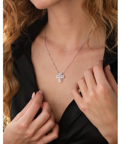 Gold necklace "Cross" with diamonds 124831121 Onix 45