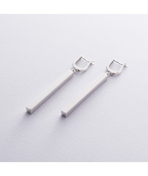 Silver earrings "Laconic" 122599 Onyx